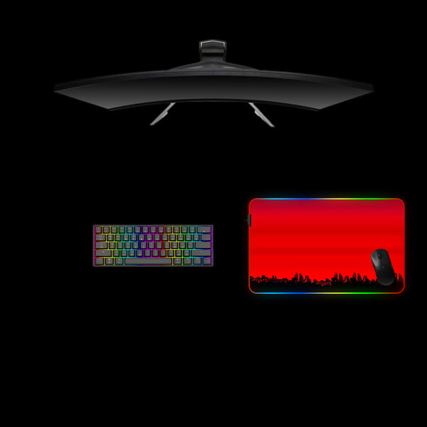 Red & Black Cityscape Design Medium Size RGB Light Gaming Mouse Pad