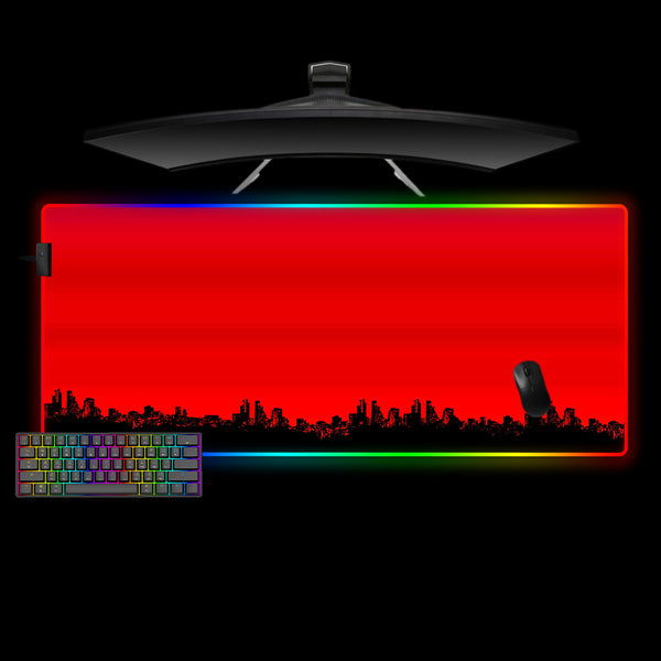 Red & Black Cityscape Design XXL Size RGB Light Gaming Mouse Pad