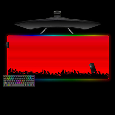 Red & Black Cityscape Design XXL Size RGB Light Gaming Mouse Pad