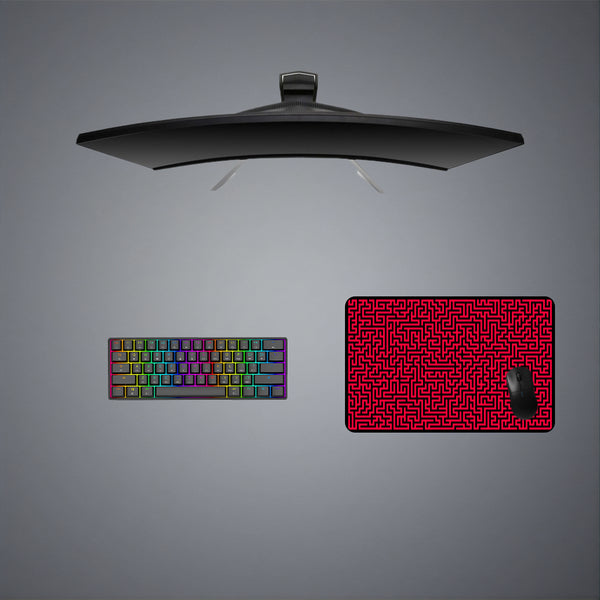 Red & Black Maze Design Medium Size Gaming Mousepad
