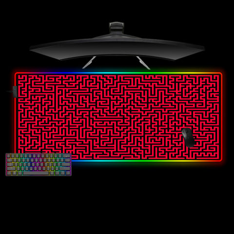 Red & Black Maze Design XL Size RGB Lights Gaming Mousepad