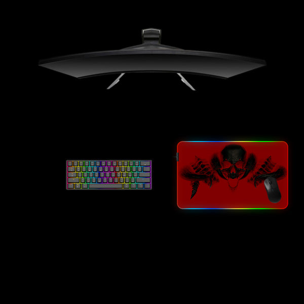 Red & Black Monster Skull Design Medium Size RGB Light Gamer Mouse Pad