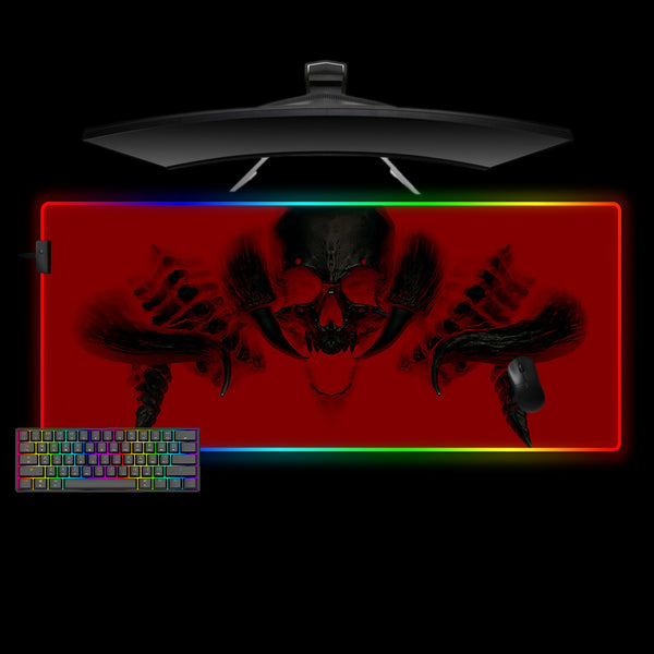 Red & Black Monster Skull Design XXL Size RGB Light Gamer Mouse Pad