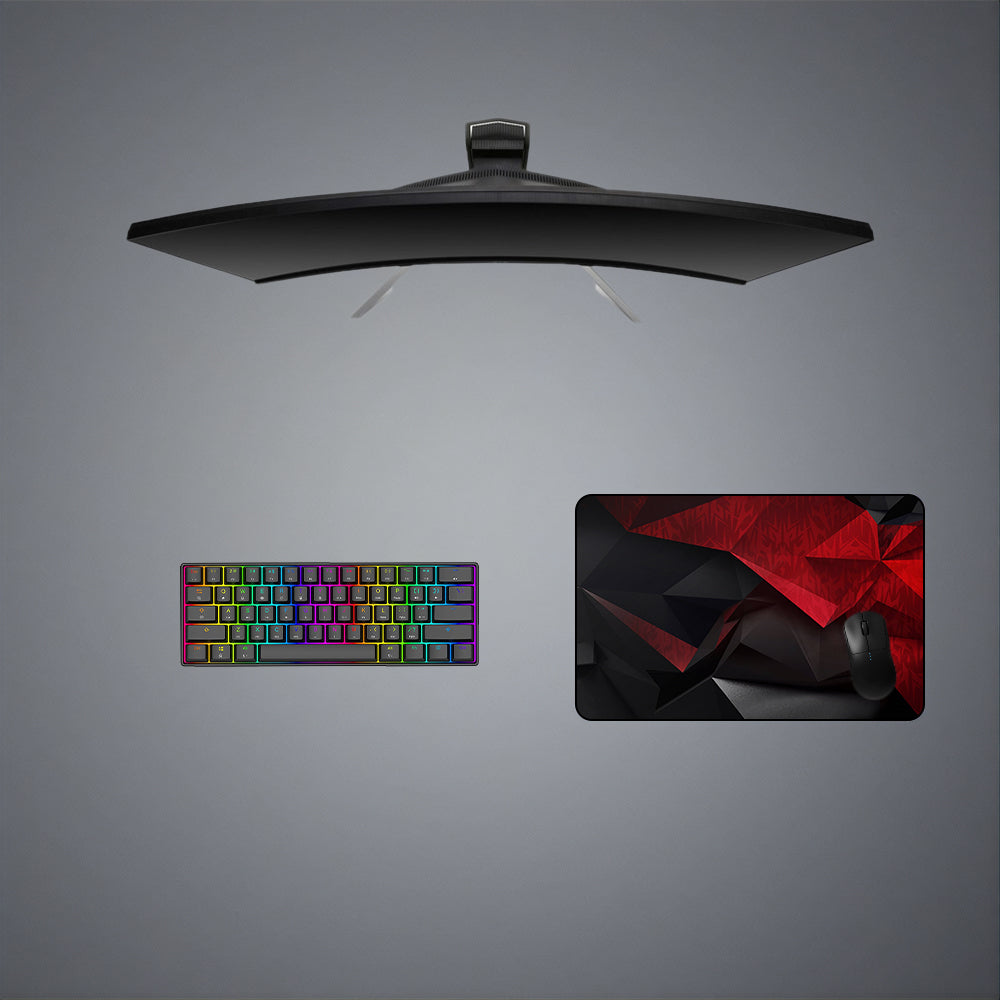 Red & Black Shards Design Medium Size Gamer Mouse Pad, Computer Desk Mat