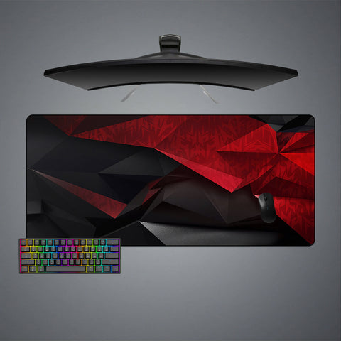 Red & Black Shards Design XXL Size Gamer Mouse Pad, Computer Desk Mat