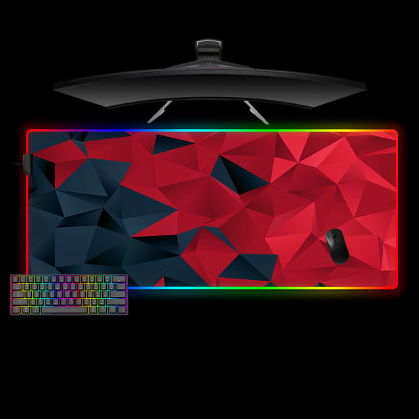 Red & Blue Poly Design XL Size RGB Light Gamer Mouse Pad