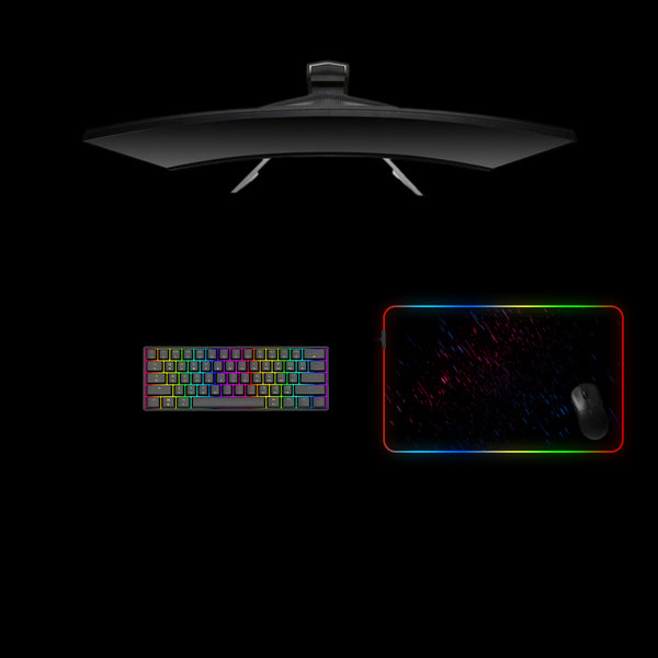 Red & Blue Rain Design M Size RGB Backlit Gamer Mousepad, Computer Desk Mat
