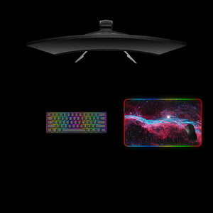 Red & Blue Space Clouds Design Medium Size RGB Light Gamer Mouse Pad