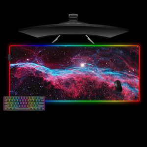 Red & Blue Space Clouds Design XXL Size RGB Light Gamer Mouse Pad