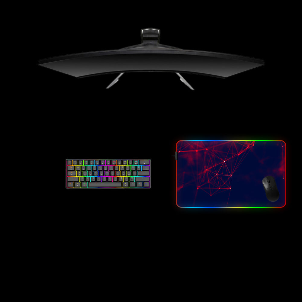 Red Cyberspace Design Medium Size RGB Light Gamer Mouse Pad