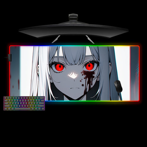 Red Eyed Anime Girl Design XXL Size RGB Lit Gamer Mouse Pad