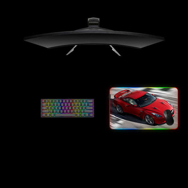 Red GTR Design Medium Size RGB Lit Gaming Mouse Pad