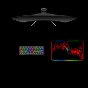 Red Mist Abstract Design Medium Size RGB Backlit Gamer Mouse Pad, Computer Desk Mat