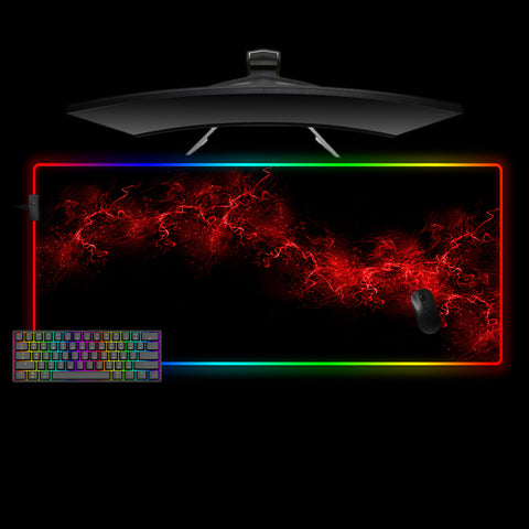 Red Mist Abstract Design XL Size RGB Backlit Gamer Mouse Pad, Computer Desk Mat
