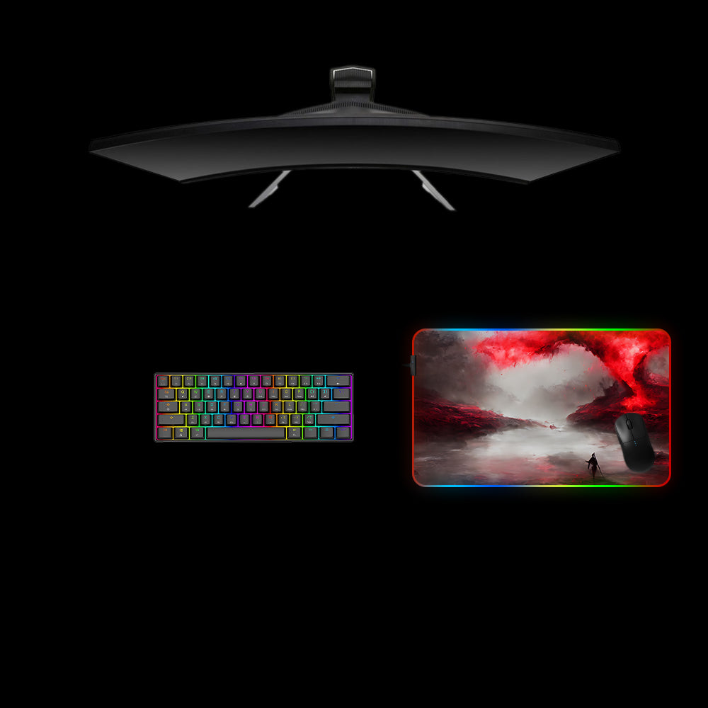 Red Mist Eruption Design Medium Size RGB Lit Gamer Mouse Pad