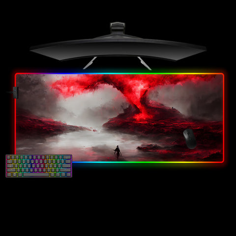 Red Mist Eruption Design XXL Size RGB Lit Gamer Mouse Pad