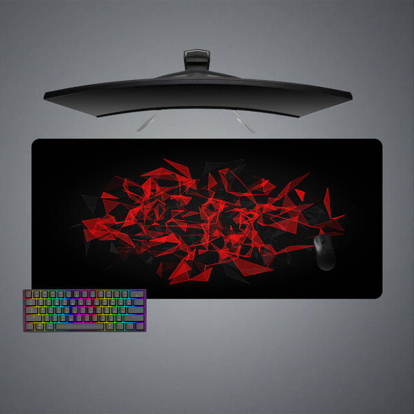 Red Poly Shards Design XL Size Gamer Mousepad