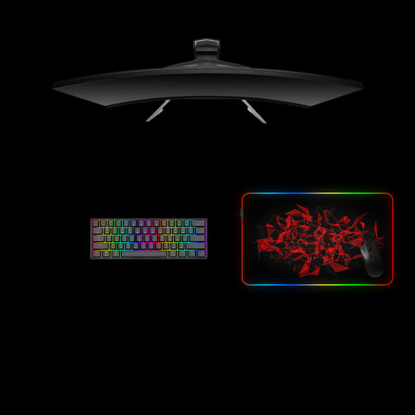 Red Poly Shards Design M Size RGB Backlit Gamer Mousepad