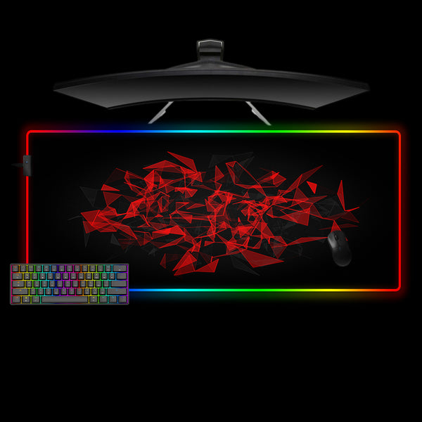Red Poly Shards Design XL Size RGB Backlit Gamer Mousepad