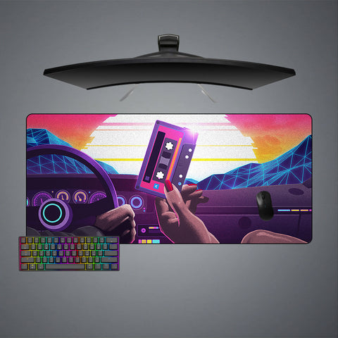 Retro Wave Tape Design XXL Size Gaming Mouse Pad, Computer Desk Mat