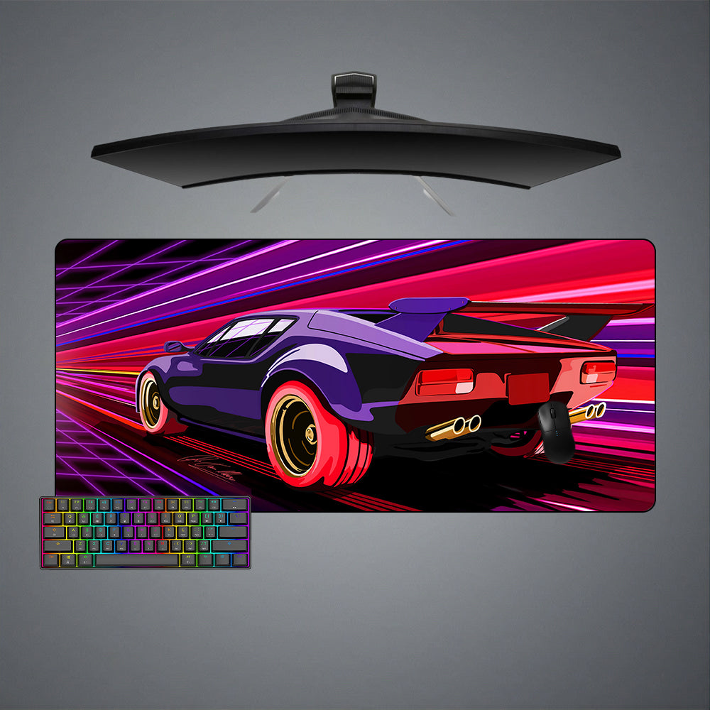 Retrowave Car Design XL Size Gaming Mouse Pad