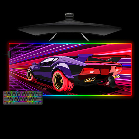 Retrowave Car Design XL Size RGB Light Gaming Mouse Pad