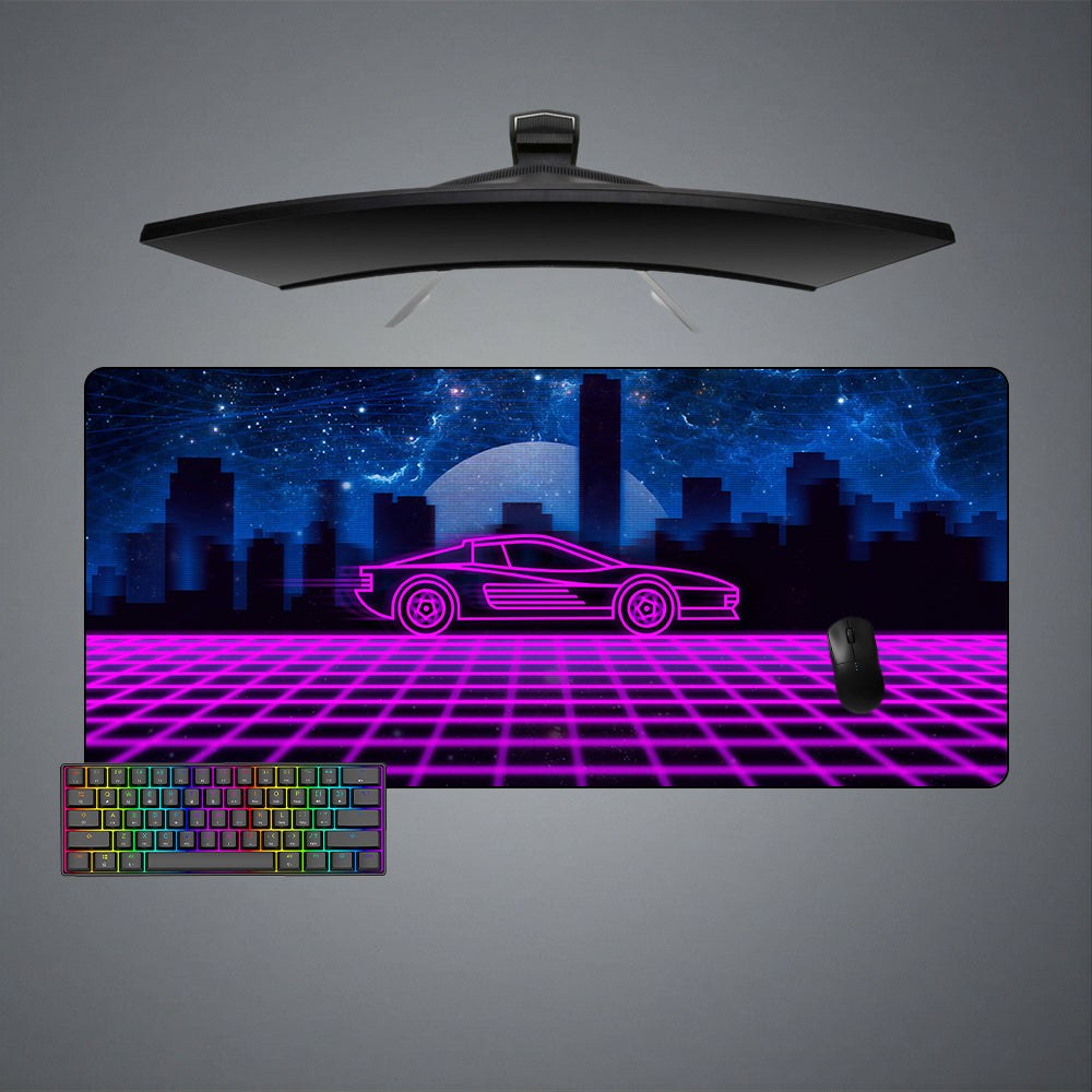 Retrowave Sports Car Design XXL Size Gaming Mousepad
