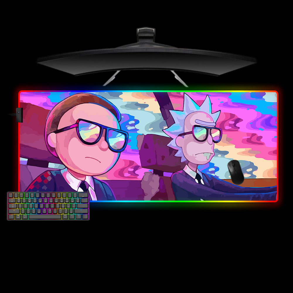 Cartoon Drive Design XXL Size RGB Light Gaming Mouse Pad, Computer Desk Mat