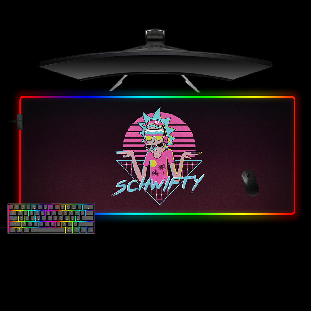 Cartoon Schwifty Design XL Size RGB Light Gamer Mouse Pad, Computer Desk Mat