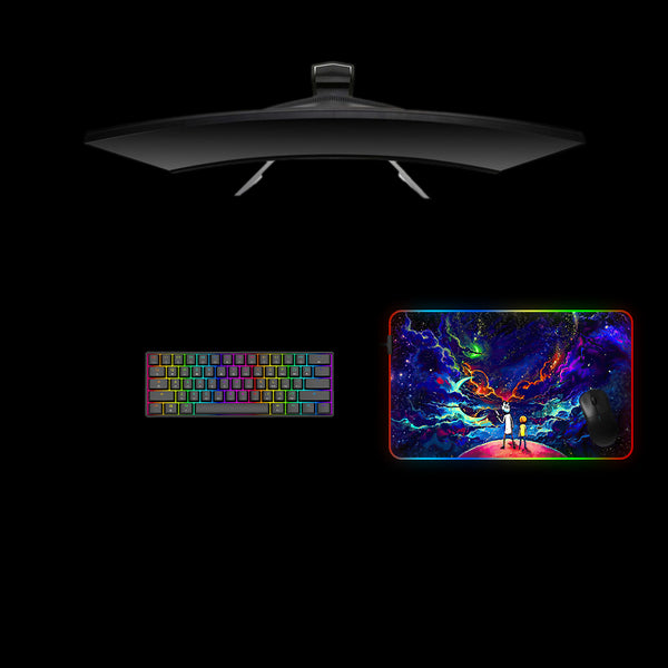 Cartoon Space Design Medium Size RGB Backlit Gamer Mouse Pad, Computer Desk Mat