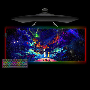 Cartoon Space Design XL Size RGB Backlit Gamer Mouse Pad, Computer Desk Mat