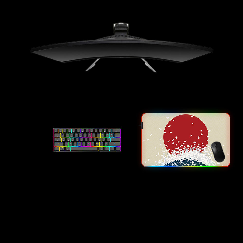 Rising Sun Wave Design Medium Size RGB Lit Gaming Mouse Pad