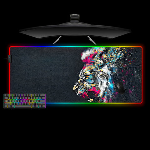 Roaring Lion Artwork Design XL Size RGB Gaming Mouse Pad, Computer Desk Mat