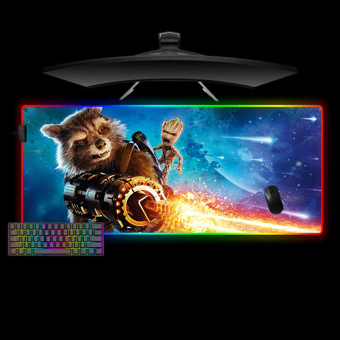 Rocket & Groot Fire Design XXL Size RGB Light Gamer Mouse Pad