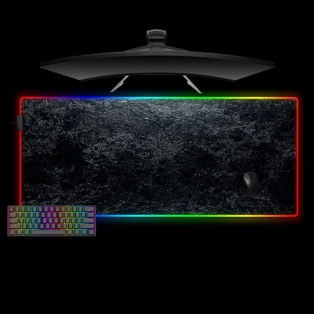 Rough Black Stone Texture Design XL Size RGB Light Gaming Mouse Pad