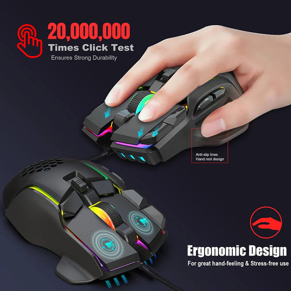 S700 Mech USB Wired RGB Gaming Mouse Ergonomic Design