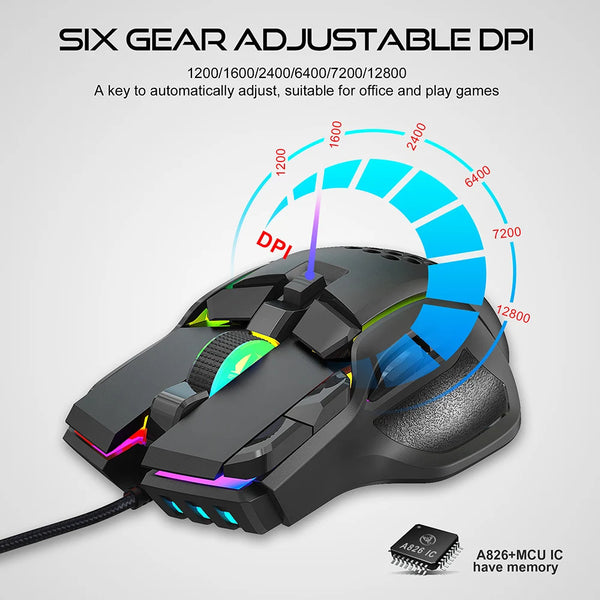 S700 Mech USB Wired RGB Gaming Mouse Adjustable DPI