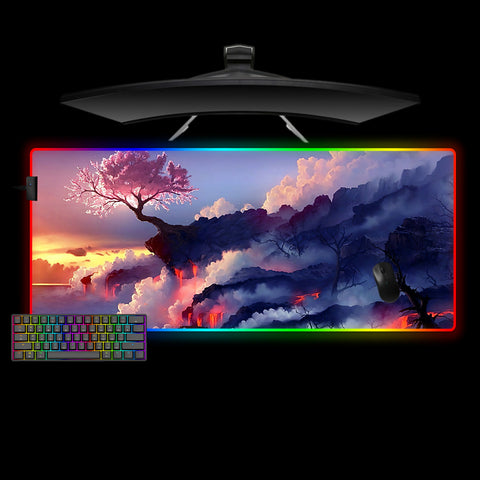 Sakura Cliff Design XXL Size RGB Light Gaming Mouse Pad