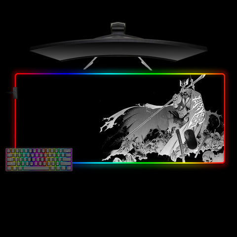 Large Size RGB Backlit Mousepad with Samurai Battlefield Printed Design