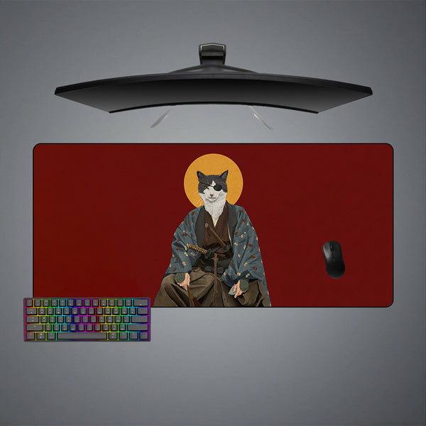 Samurai Cat Design XL Size Gamer Mouse Pad, Computer Desk Mat