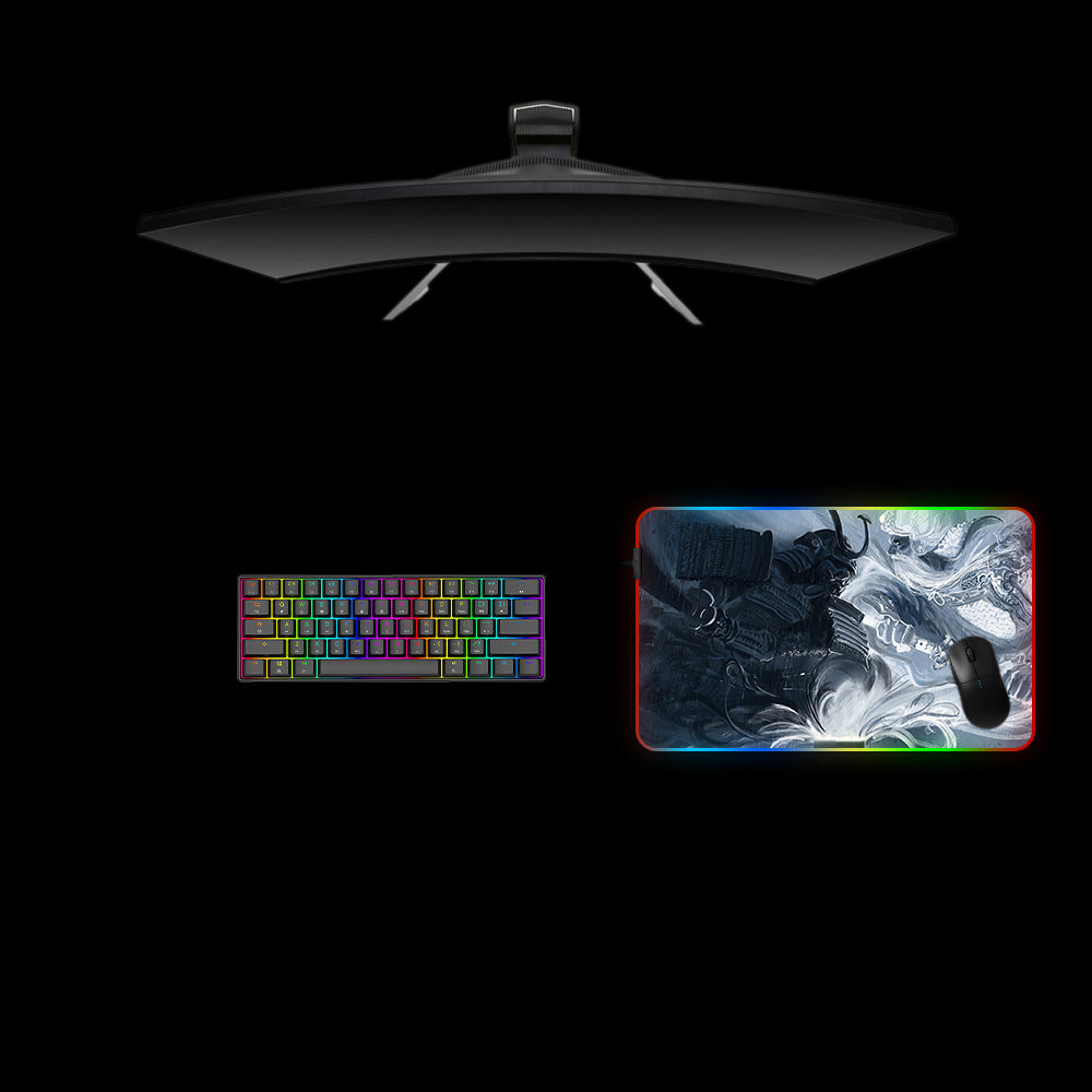 Samurai Deities Design Medium Size RGB Lit Gamer Mousepad