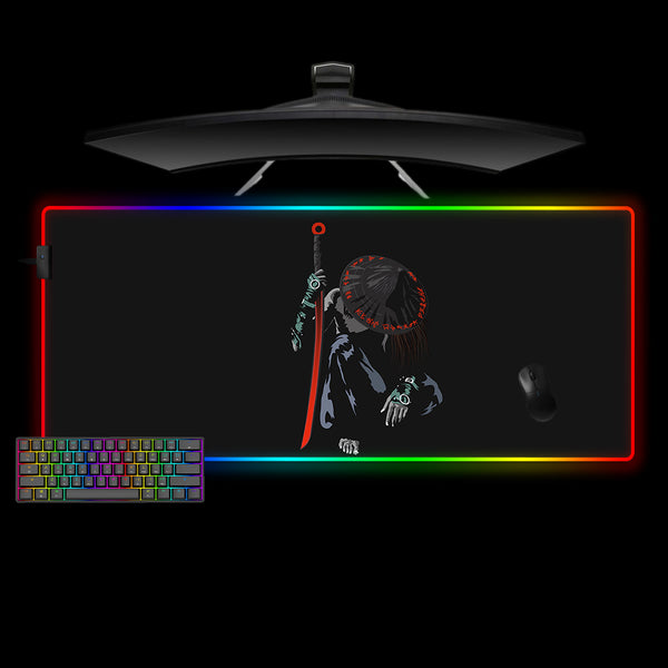 Samurai Kneel Design XXL Size RGB Light Gaming Mouse Pad