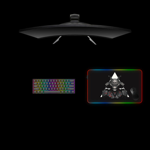 Samurai Triangle Design Medium Size RGB Backlit Gaming Mouse Pad, Computer Desk Mat