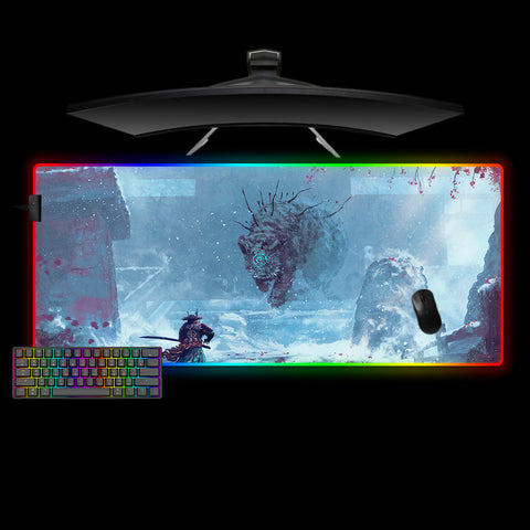 Samurai Versus Creature Design XXL Size RGB Light Gaming Mousepad