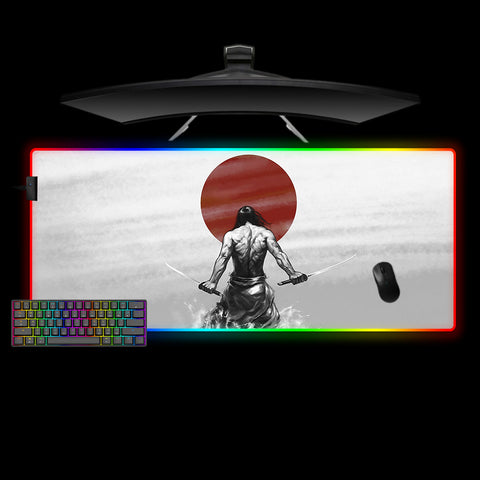 Samurai Warrior Design XL Size RGB Illuminated Gamer Mouse Pad