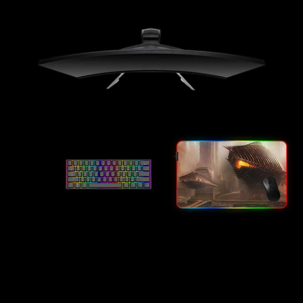 Sci Fi Space Ships Design Medium Size RGB Lighting Gaming Mouse Pad, Computer Desk Mat