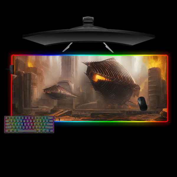 Sci Fi Space Ships Design XL Size RGB Lighting Gaming Mouse Pad, Computer Desk Mat