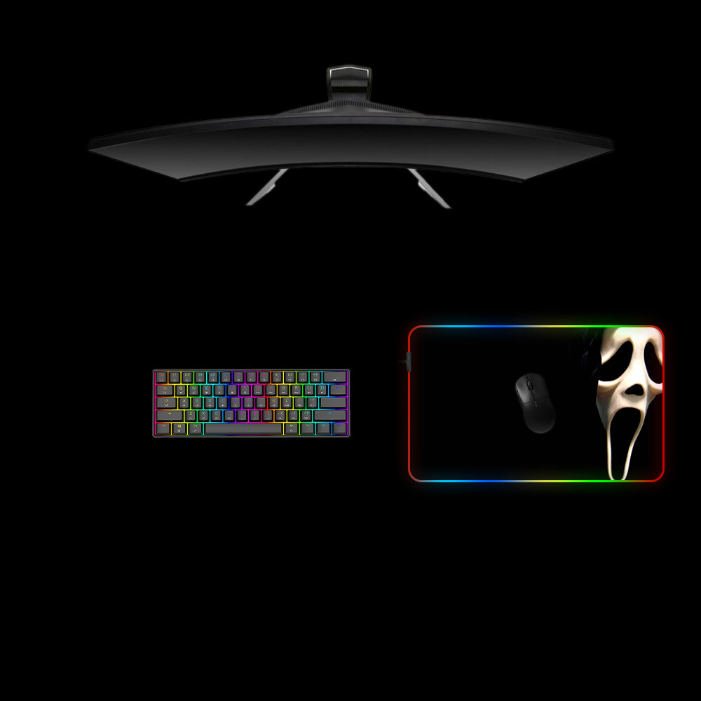 Scream Ghost Face Design Medium Size RGB Backlit Gamer Mouse Pad