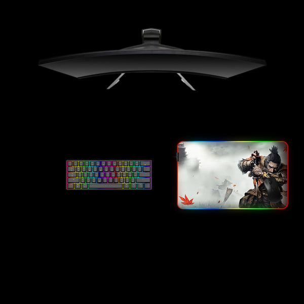 Medium size RGB lit gamer mousepad with Sekiro Mist printed design