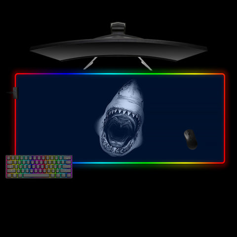 Shark Bite Design Large Size RGB Lighting Gaming Mouse Pad, Computer Desk Mat